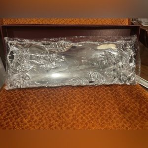 Brand new in its original box oblong magnolia style Arthur court tray .